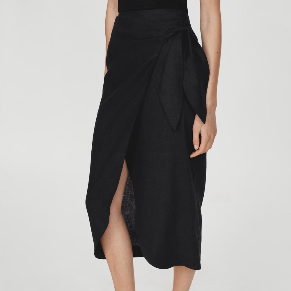 MANGO Linen-Blend Wrap Skirt - Picture 5 of 10